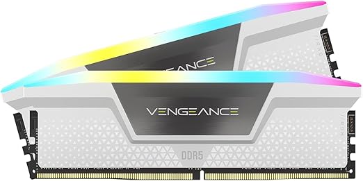 CORSAIR VENGEANCE RGB DDR5 RAM 32GB (2x16GB) 6000MHz CL30 Intel XMP iCUE Memoria Compatibile per Computer - Bianco (CMH32GX5M2B6000C30W)