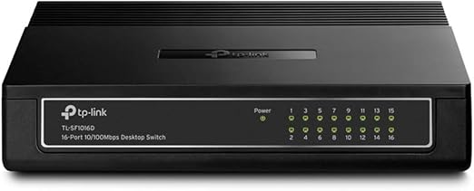 TP-Link TL-SF1016D 16-Port 10/100 Mbps Desktop Ethernet Switch/Hub, Ethernet Splitter, Plug & Play, no configuration required, Black